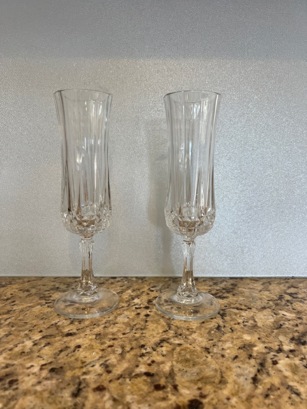 2 St. George Fluted Champagne Glasses
